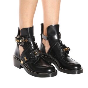 Balenciaga Ceinture Black Leather Ankle Boots Size 37 US Women’s 7 Shoes